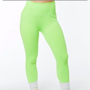 Good American Neon Lime Ribbed Leggings